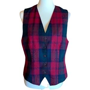 Vintage Pendleton Classic red & green tartan wool vest Size 10